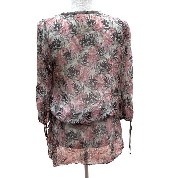 Johnny Was 4 Love & Liberty Top Small Faux Wrap‎ Peasant Blouse Floral Beads - Picture 3 of 15